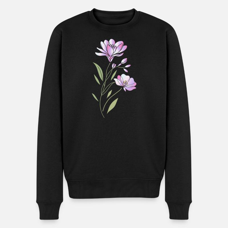 Freesien Blumen Illustration  - Männer Premium Bio Pullover - Schwarz