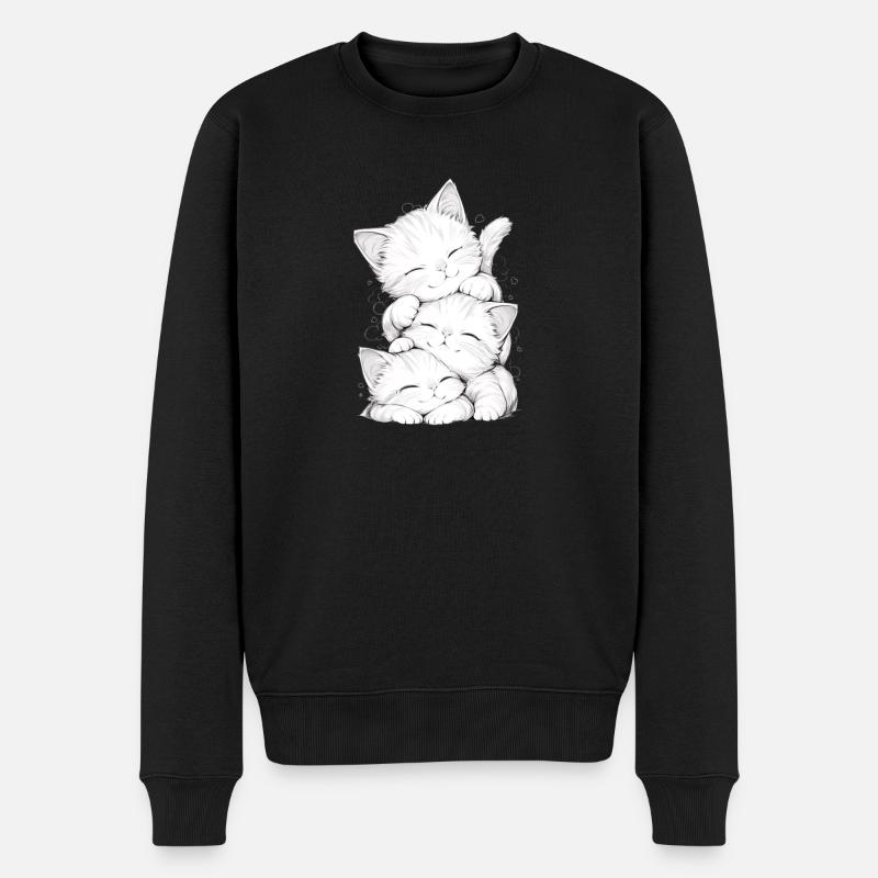 Trio chatons endormis - Pull Premium bio Homme - noir
