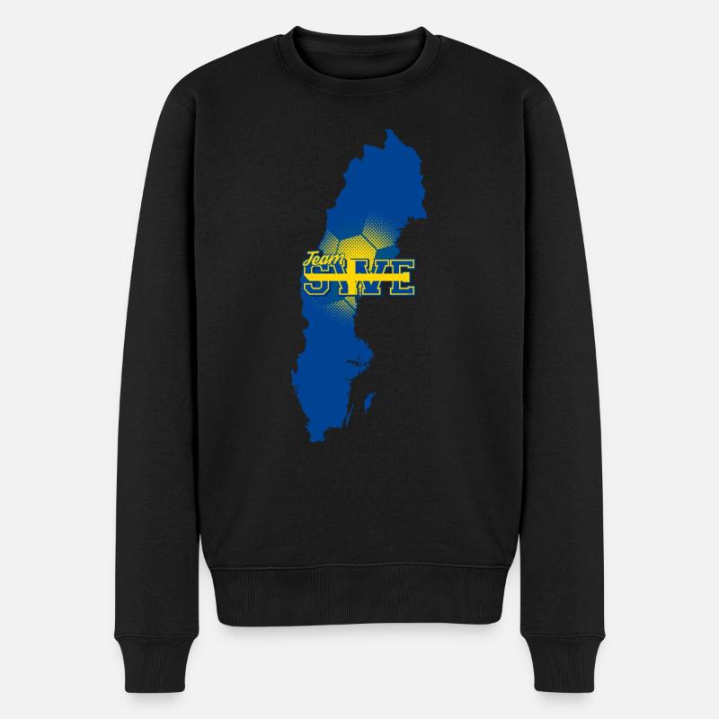 Team SWE Landkarte Schweden mit Ballmuster - Männer Premium Bio Pullover - Schwarz