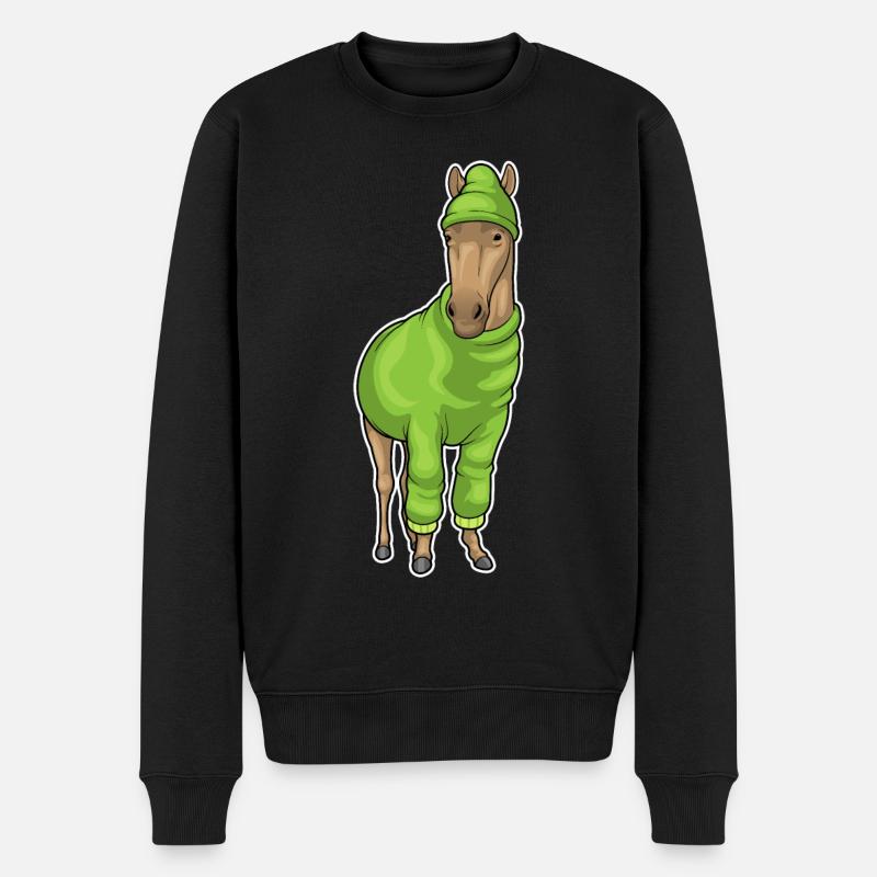 Pferd Pullover Mütze - Männer Premium Bio Pullover - Schwarz