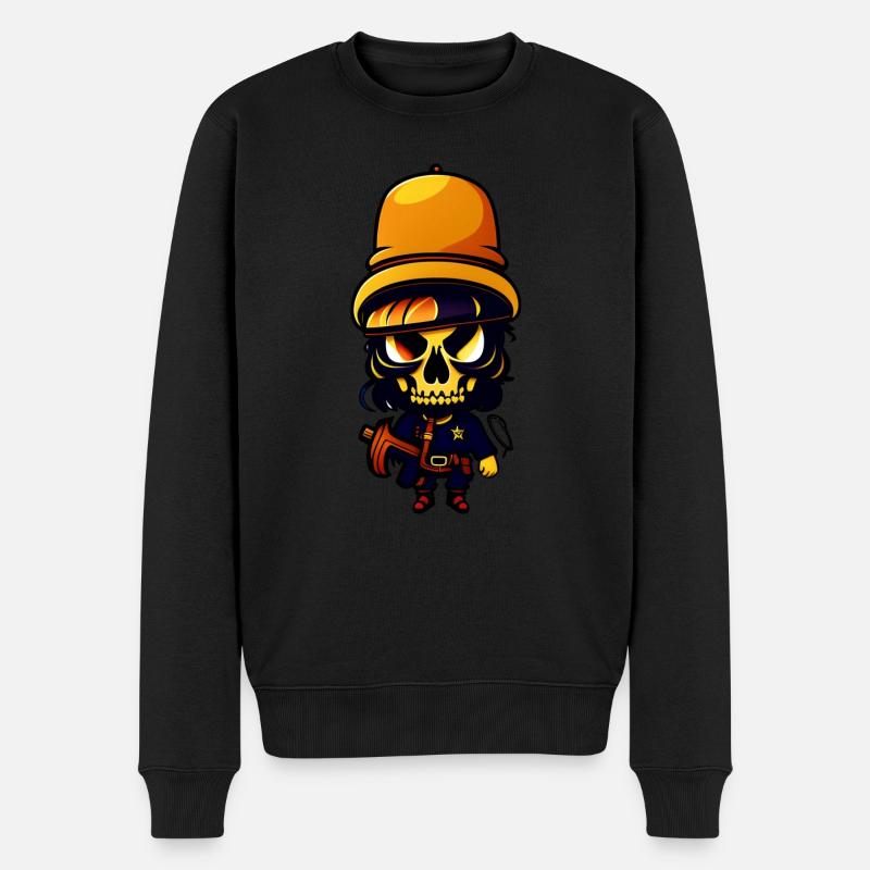 Sheriff-Karikatur-Skelett - Männer Premium Bio Pullover - Schwarz