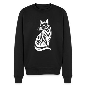 Silhouette décorative de chats dans le style tribal - Pull Premium bio Homme - noir - Devant - Nico (187cm)