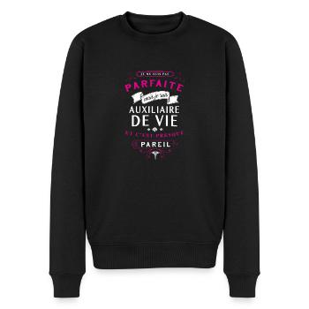 Auxiliaire Vie Parfaite - Pull Premium bio Homme - noir - Devant - Nico (187cm)