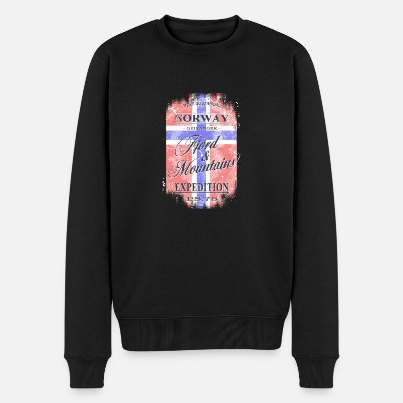 Norway Geiranger Fjord - Vintage Flag - Männer Premium Bio Pullover - Schwarz