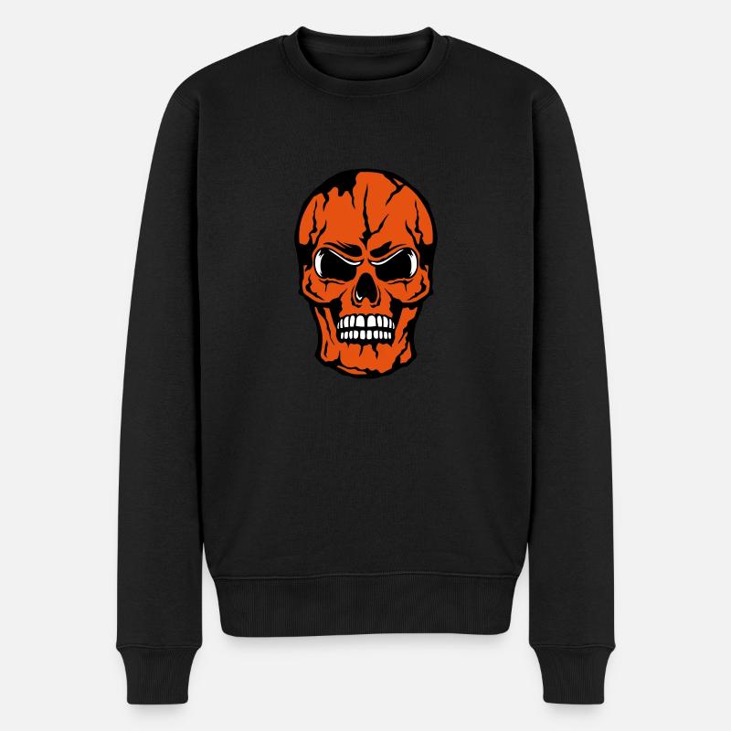 Todeskopf crane halloween - Männer Premium Bio Pullover - Schwarz