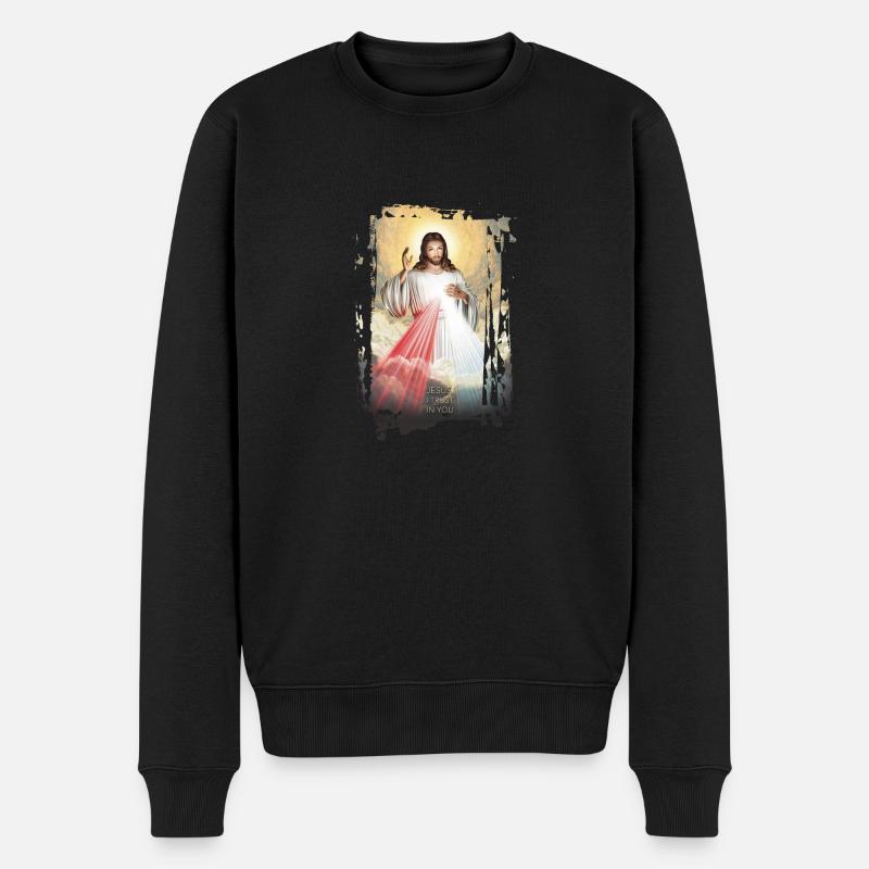 Jesus - Männer Premium Bio Pullover - Schwarz