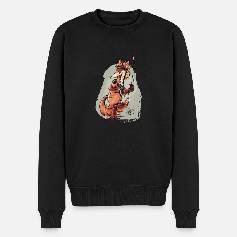 Katana Fox - Männer Premium Bio Pullover - Schwarz