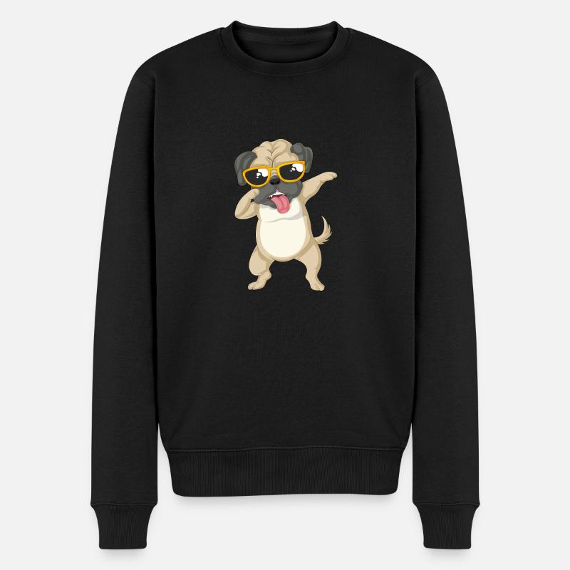 dabbing Mops - Männer Premium Bio Pullover - Schwarz