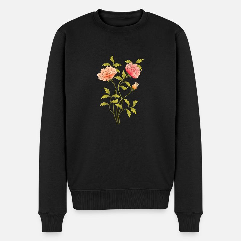 Blumen - Männer Premium Bio Pullover - Schwarz