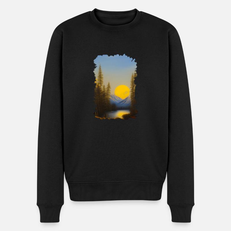 Winter Landschaft Schnee Natur Berge Bäume Wald 7 - Männer Premium Bio Pullover - Schwarz