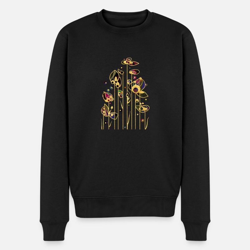 Blumen - Männer Premium Bio Pullover - Schwarz