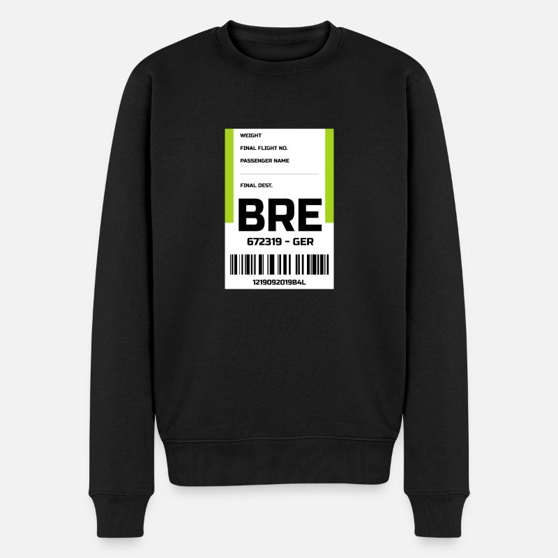 Flughafen Reise Etikett Aufkleber Bremen BRE - Männer Premium Bio Pullover - Schwarz
