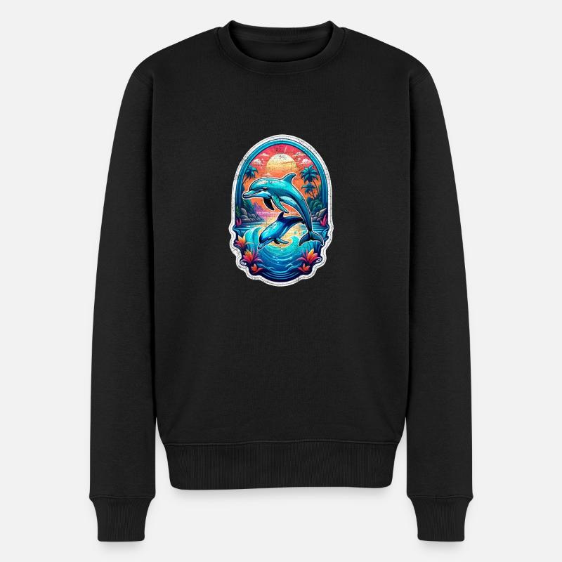Delfin & Ozean - Männer Premium Bio Pullover - Schwarz