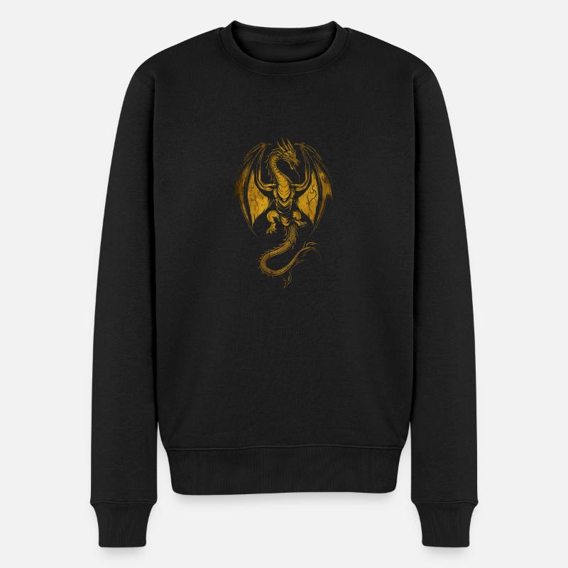 Goldener Drache zügellos - Männer Premium Bio Pullover - Schwarz