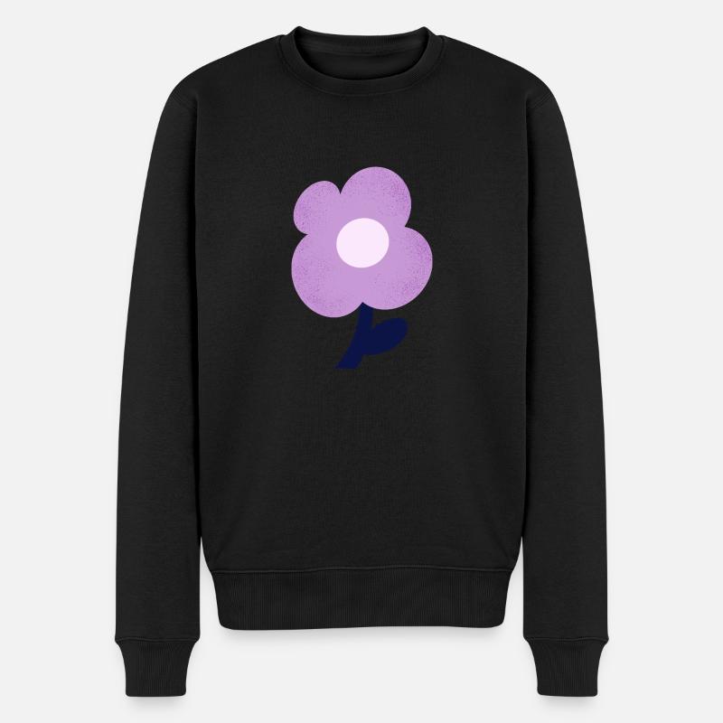 Lila Blume - Männer Premium Bio Pullover - Schwarz