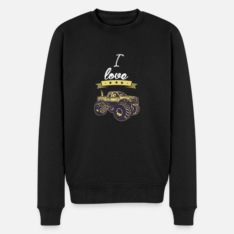Ich liebe Monstertrucks Geschenk I love - Männer Premium Bio Pullover - Schwarz