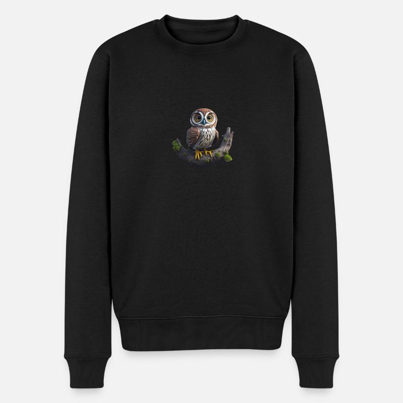 Kleiner Uhu - Männer Premium Bio Pullover - Schwarz