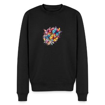 Beaux papillons Aquarelle Art - Pull Premium bio Homme - noir - Devant - Nico (187cm)