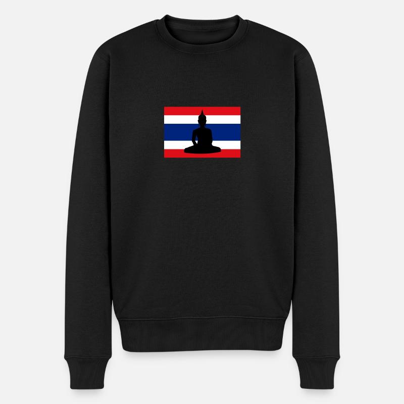 Thailand Flagge Buddha - Männer Premium Bio Pullover - Schwarz