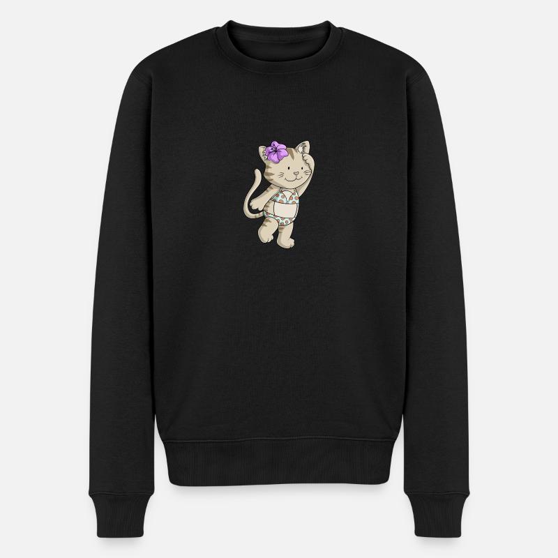 Bikini Katze Comic - Männer Premium Bio Pullover - Schwarz