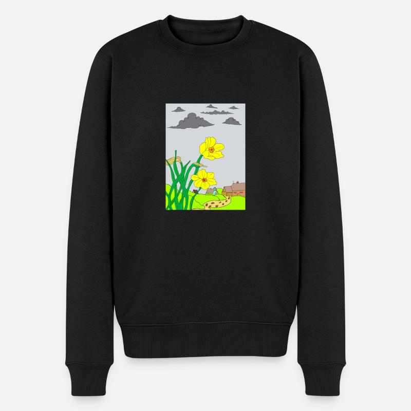 Tableau de fleurs - Pull Premium bio Homme - noir