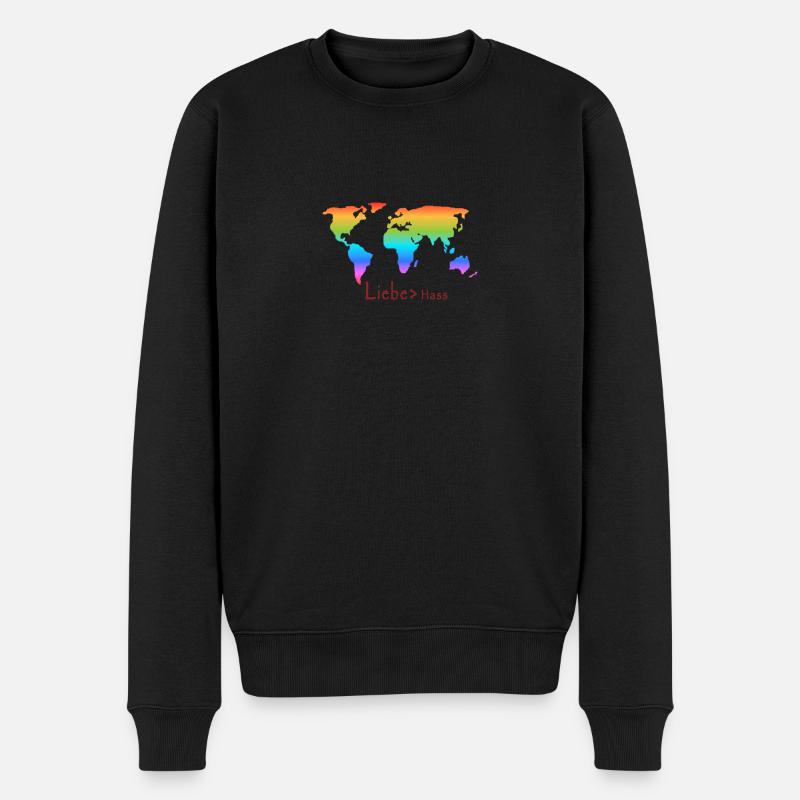 Liebe>Hass. Liebe für alle. - Männer Premium Bio Pullover - Schwarz