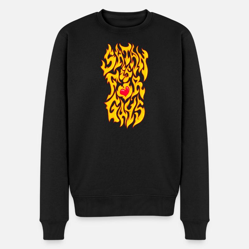 Satan ist für Schwule - Männer Premium Bio Pullover - Schwarz