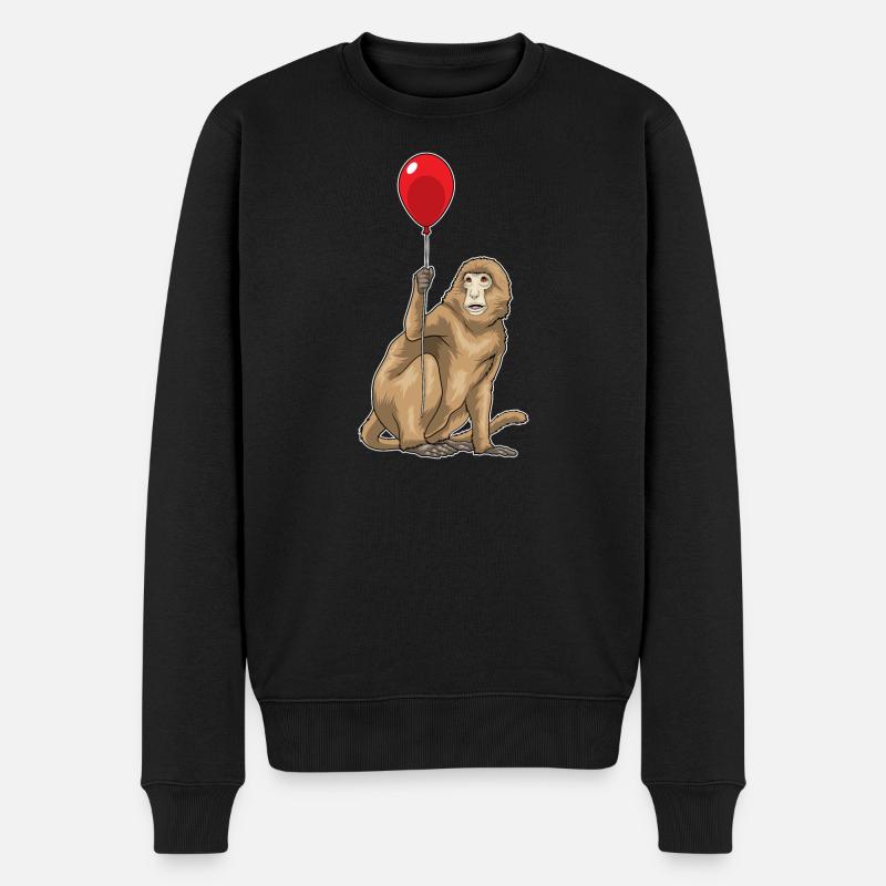 Affe Luftballon - Männer Premium Bio Pullover - Schwarz
