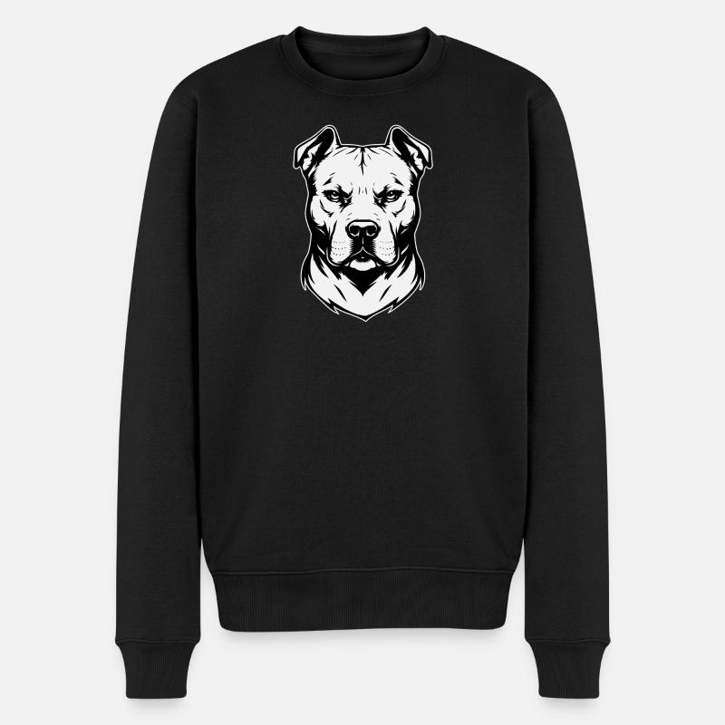 Pitbull Design schwarzweiss - Männer Premium Bio Pullover - Schwarz