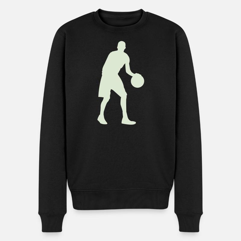 Silhouette de basket vert pastel - Pull Premium bio Homme - noir