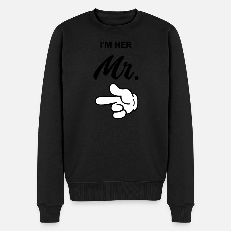 im her mr - Männer Premium Bio Pullover - Schwarz