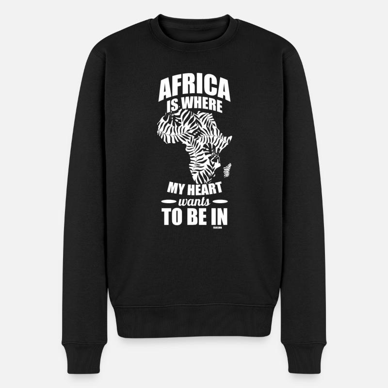 Afrika Urlaub Heimweh Reise Spruch - Männer Premium Bio Pullover - Schwarz