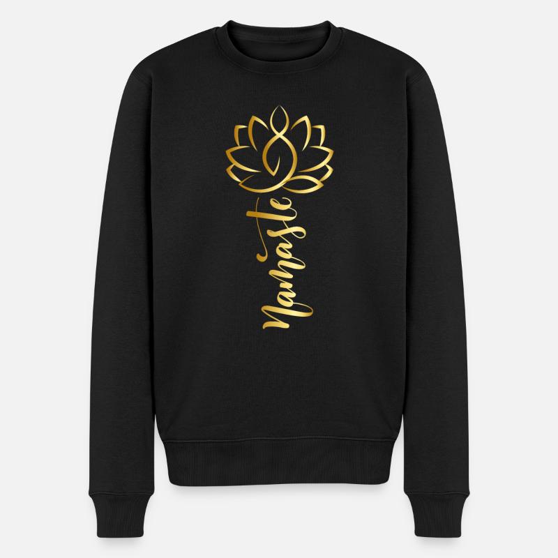 Namaste lotos flower - Männer Premium Bio Pullover - Schwarz