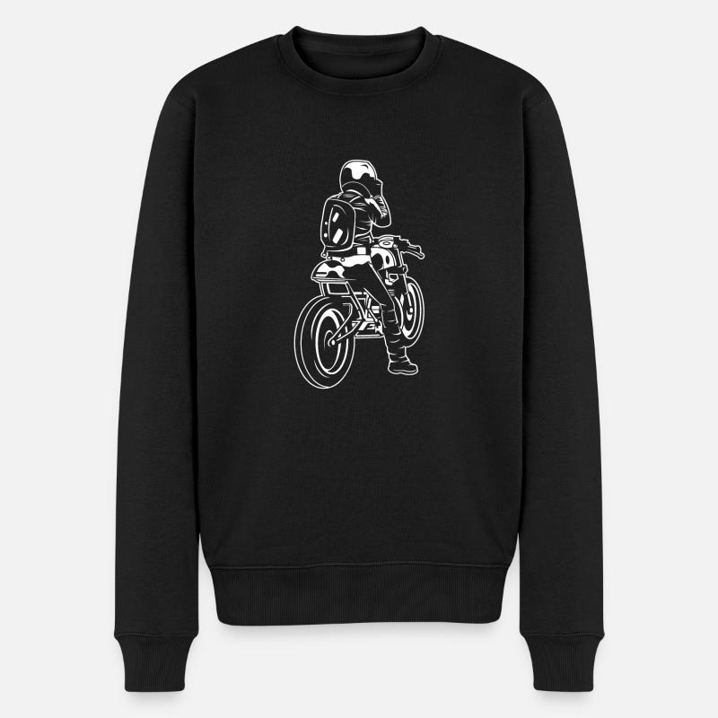 Cafe Racer Motorrad 02_weiß - Männer Premium Bio Pullover - Schwarz