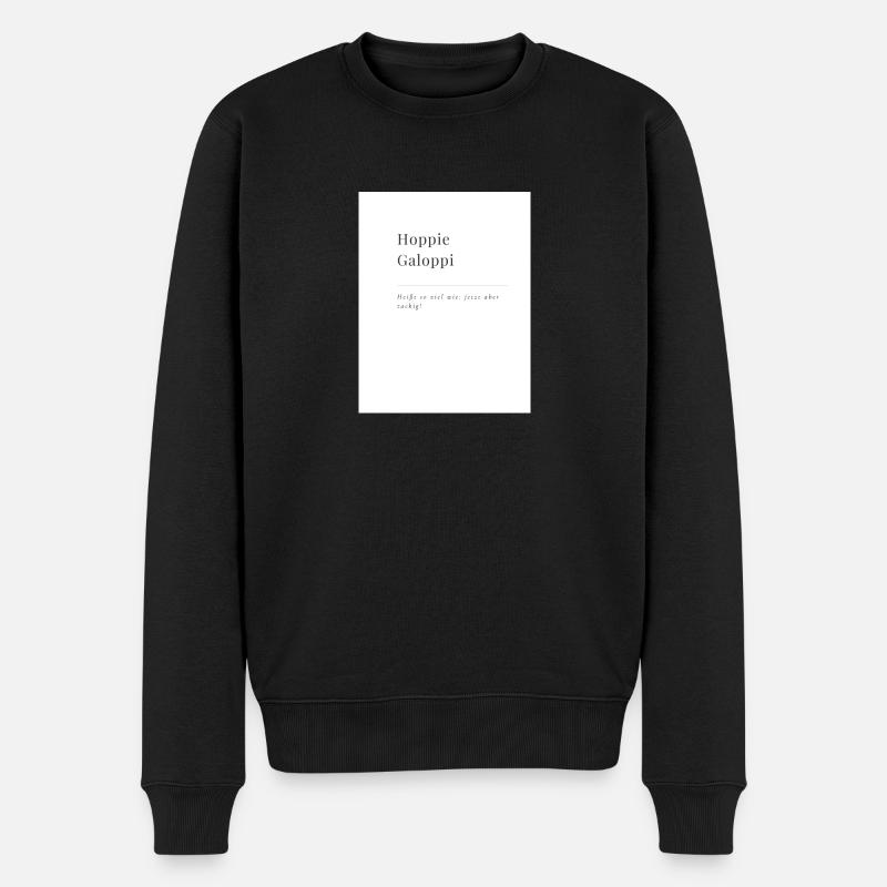 Hoppie Galoppi - Männer Premium Bio Pullover - Schwarz