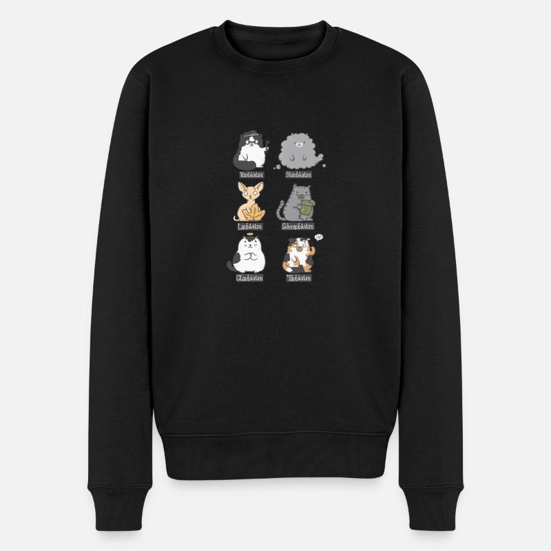 Aub-Katzen - Männer Premium Bio Pullover - Schwarz