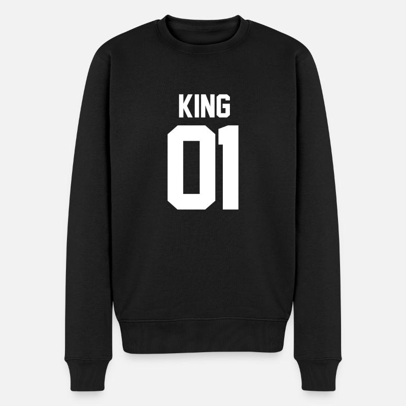 KING - Männer Premium Bio Pullover - Schwarz