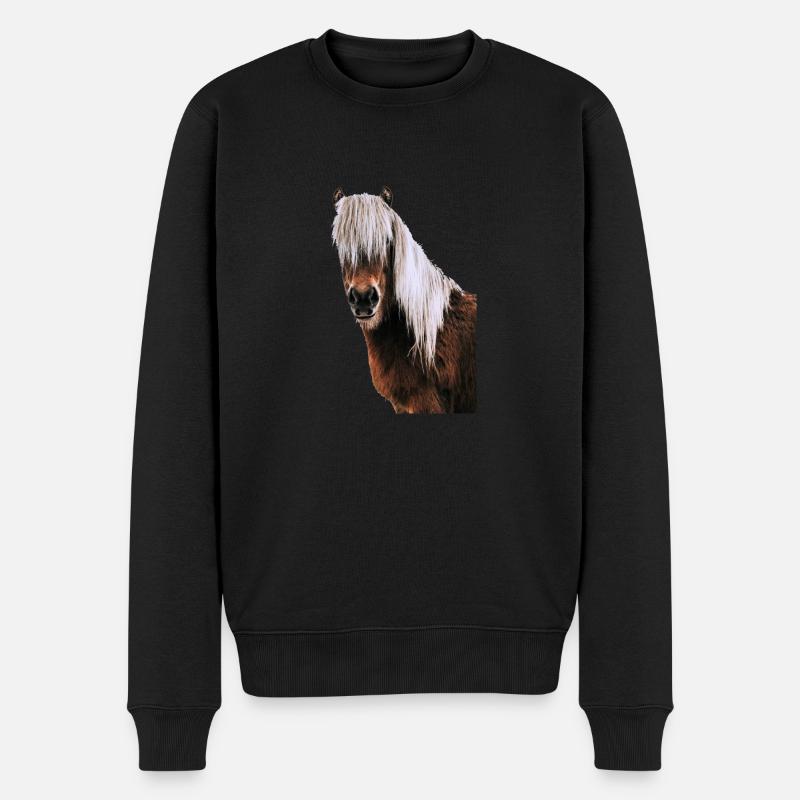 Pferd - Männer Premium Bio Pullover - Schwarz