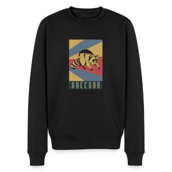 Waschbär Raccoon Retro - Männer Premium Bio Pullover - Schwarz - Vorne - Nico (187cm)