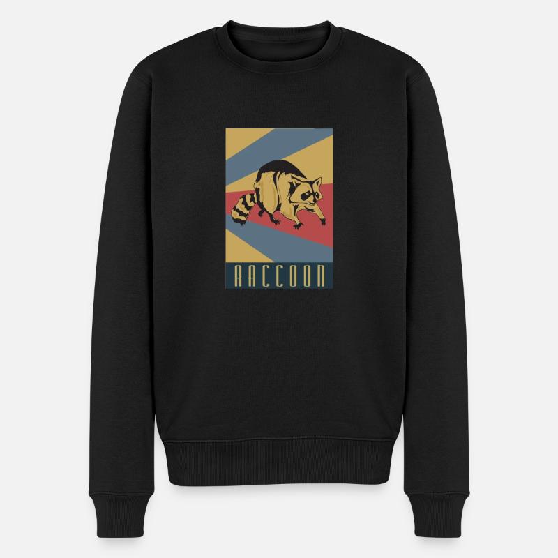 Waschbär Raccoon Retro - Männer Premium Bio Pullover - Schwarz