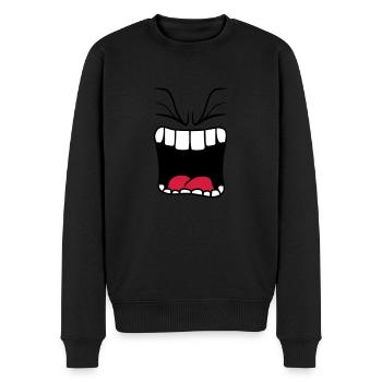 bruellen wuetend sauer mund schreien grosses maul - Männer Premium Bio Pullover - Schwarz - Vorne - Nico (187cm)