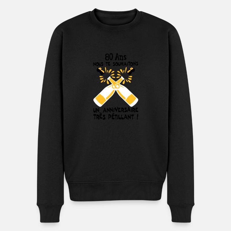 80 ans bouteille petillant anniversaire - Pull Premium bio Homme - noir