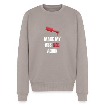 Make My Ass Red again Kinky Paddle en cuir BDSM - Pull Premium bio Homme - taupe - Devant - Nico (187cm)