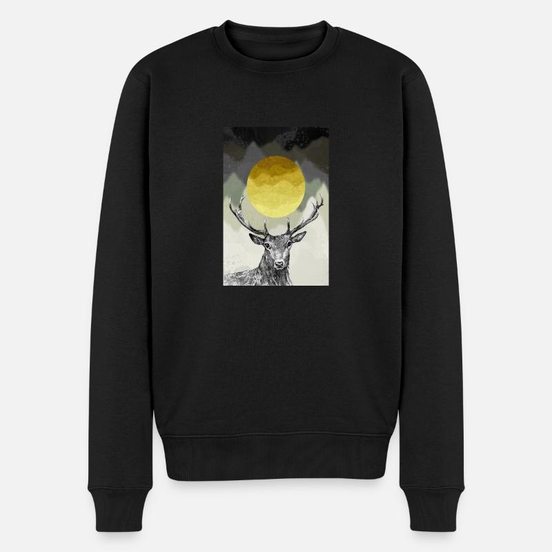 cerf - Pull Premium bio Homme - noir