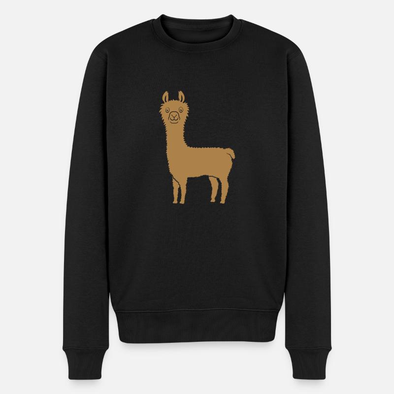 Braunes Alpaka Lieblingstier - Männer Premium Bio Pullover - Schwarz