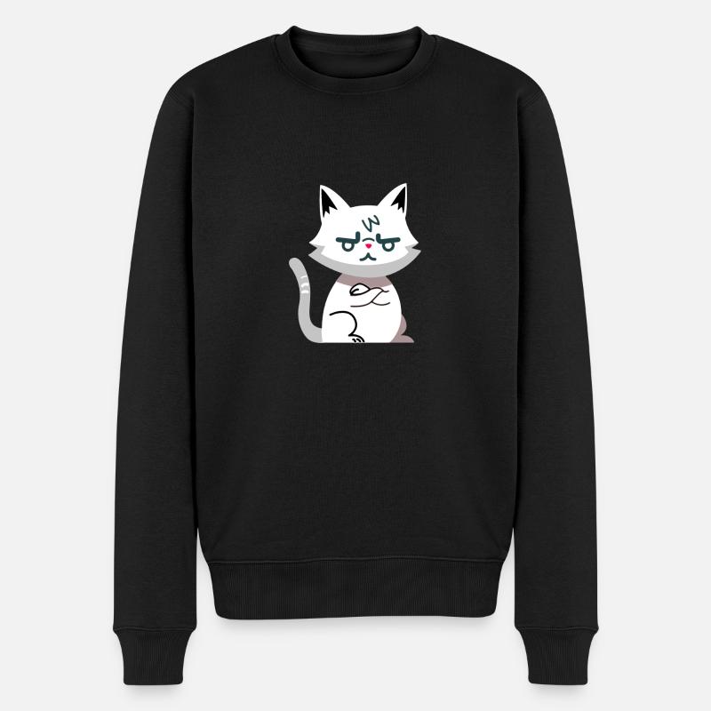 Wütende Katze - Männer Premium Bio Pullover - Schwarz