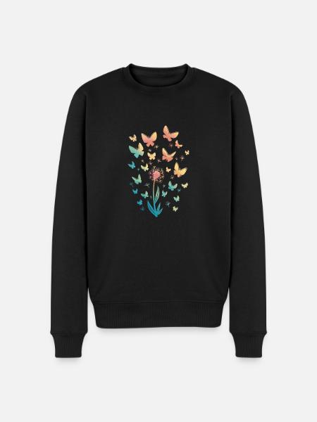 Schmetterlinge Aquarell - Männer Premium Bio Pullover - Schwarz