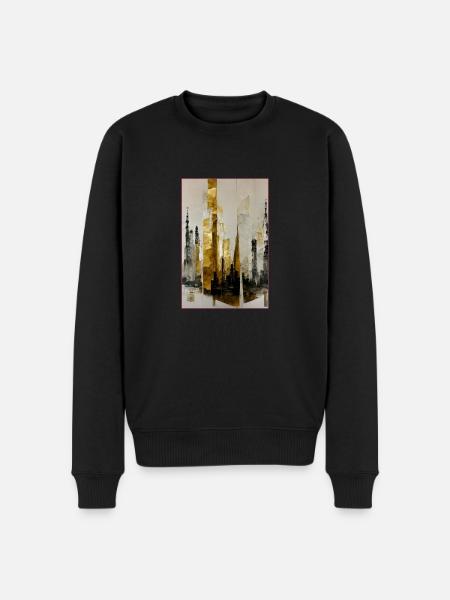 Abstract Tall Towers - Männer Premium Bio Pullover - Schwarz