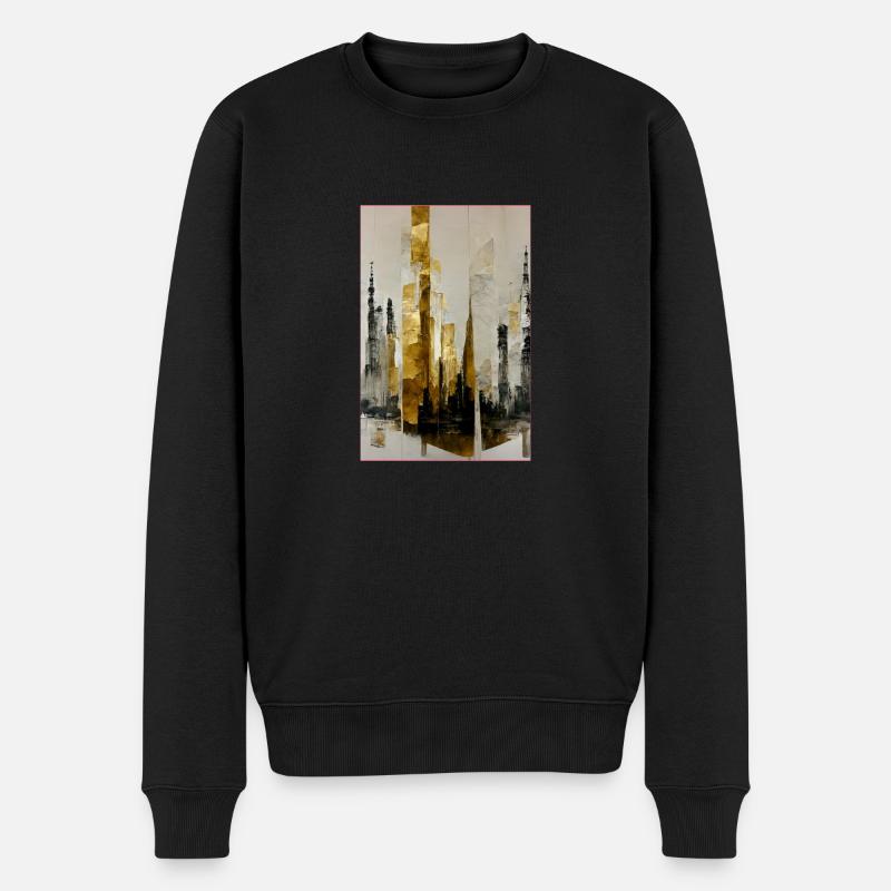 Abstract Tall Towers - Männer Premium Bio Pullover - Schwarz