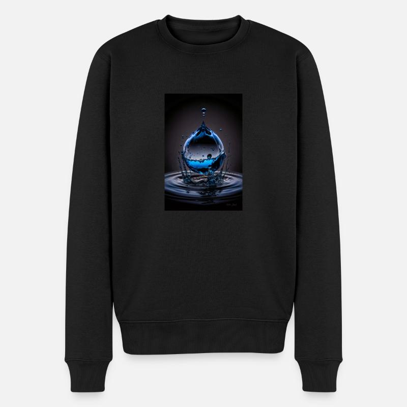 Tropfen blau 3 - Männer Premium Bio Pullover - Schwarz
